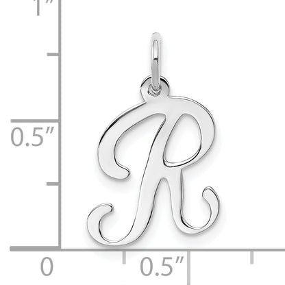 14k White Gold 14KW White Gold Script Letter R Initial Charm