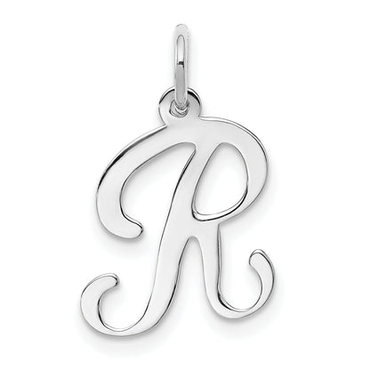 14k White Gold 14KW White Gold Script Letter R Initial Charm