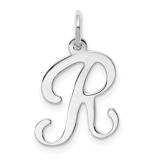 14k White Gold 14KW White Gold Script Letter R Initial Charm