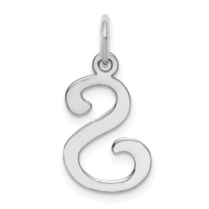 14k White Gold 14KW White Gold Script Letter S Initial Charm