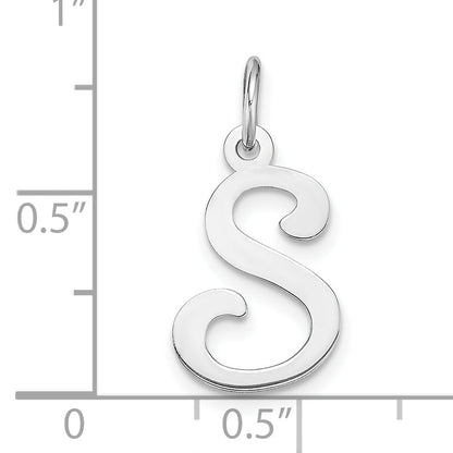 14k White Gold 14KW White Gold Script Letter S Initial Charm