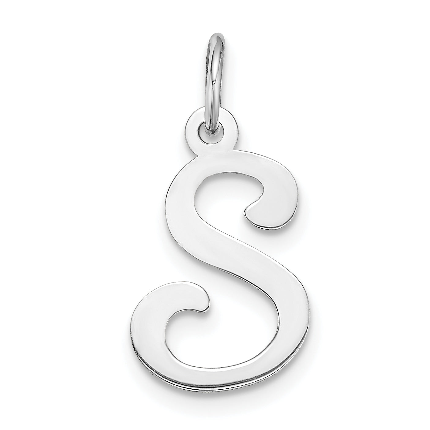 14k White Gold 14KW White Gold Script Letter S Initial Charm