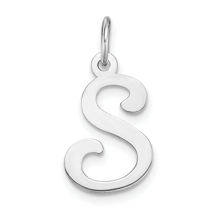 14k White Gold 14KW White Gold Script Letter S Initial Charm