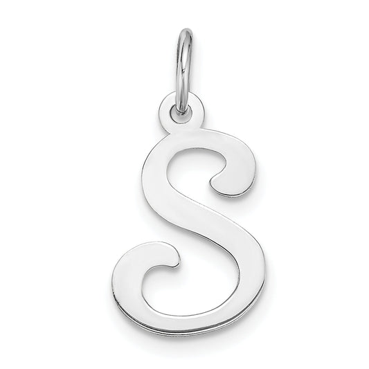 14k White Gold 14KW White Gold Script Letter S Initial Charm