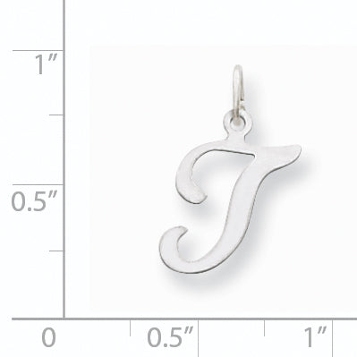 14k White Gold 14KW White Gold Script Letter T Initial Charm