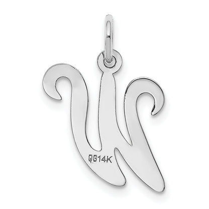 14k White Gold 14KW White Gold Script Letter W Initial Charm
