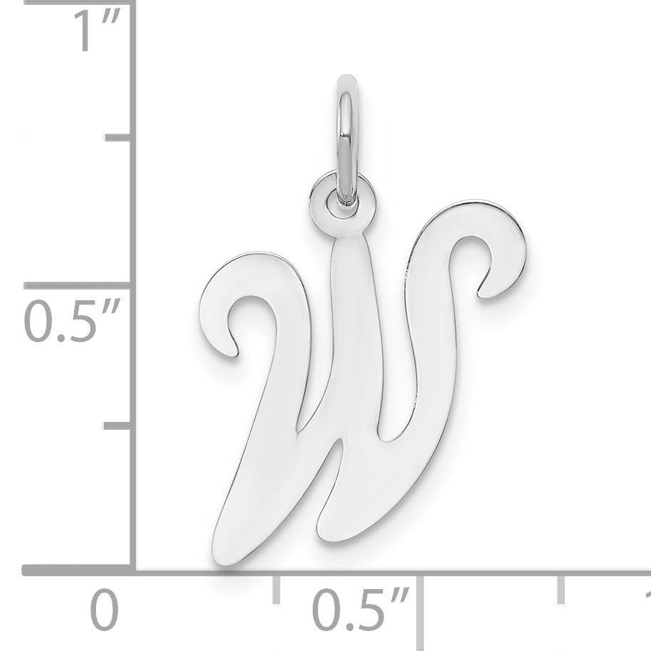 14k White Gold 14KW White Gold Script Letter W Initial Charm