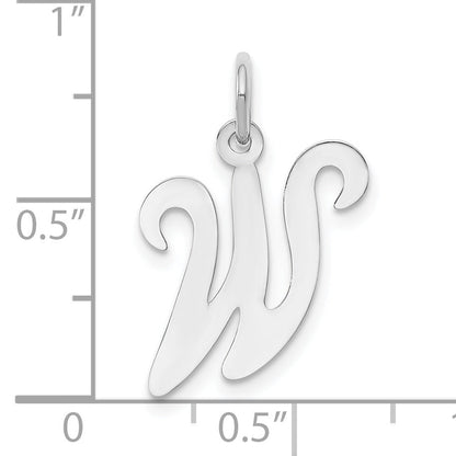 14k White Gold 14KW White Gold Script Letter W Initial Charm