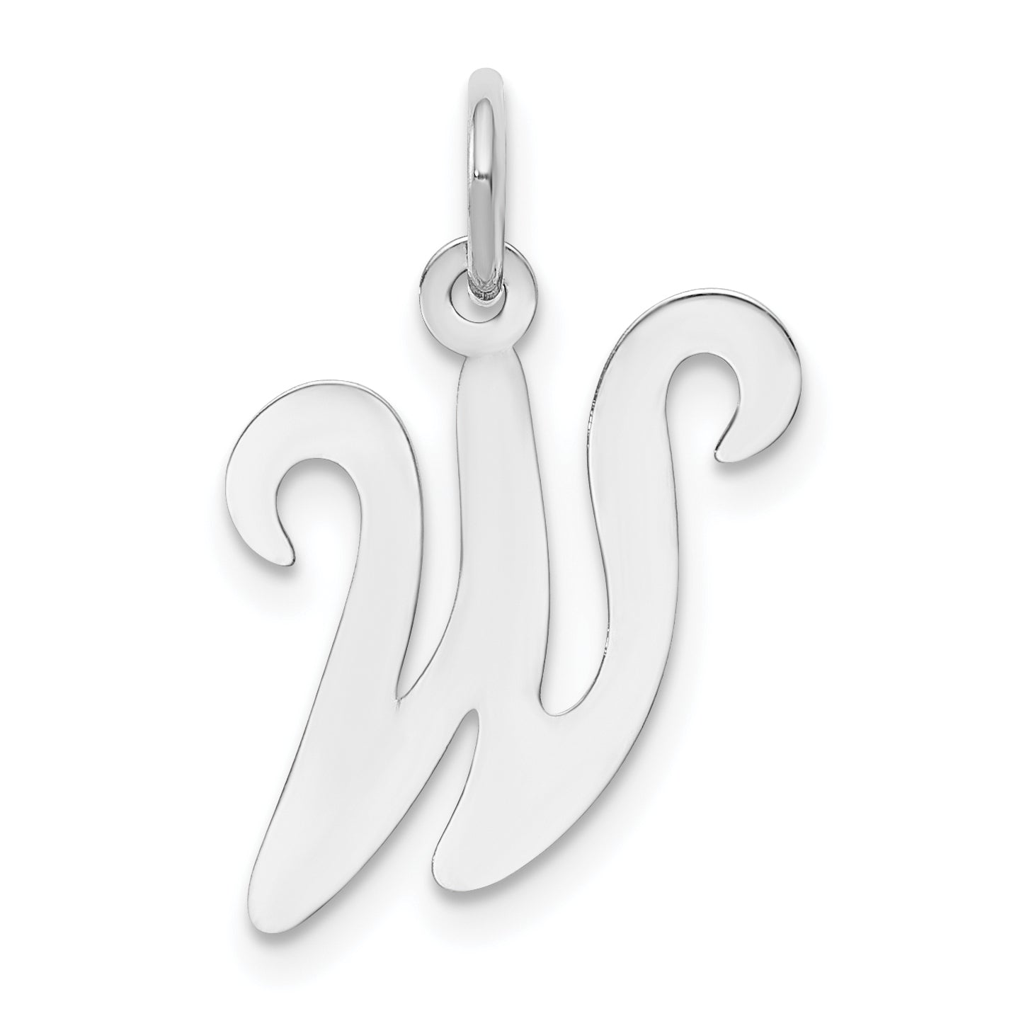 14k White Gold 14KW White Gold Script Letter W Initial Charm