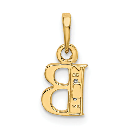 14K Yellow & Rhodium 14Ky With Diamond Letter B Initial Pendant