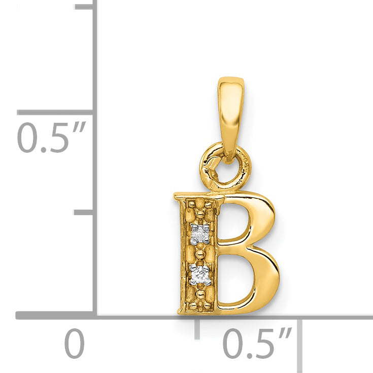14K Yellow & Rhodium 14Ky With Diamond Letter B Initial Pendant