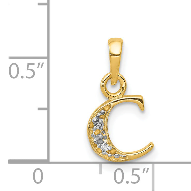 14K Yellow & Rhodium 14Ky With Diamond Letter C Initial Pendant