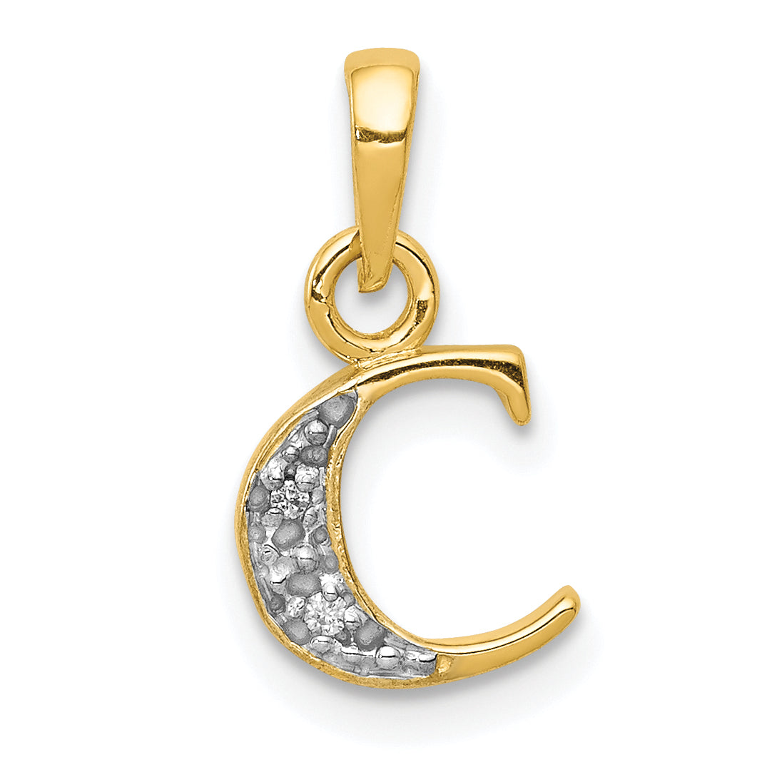 14K Yellow & Rhodium 14Ky With Diamond Letter C Initial Pendant