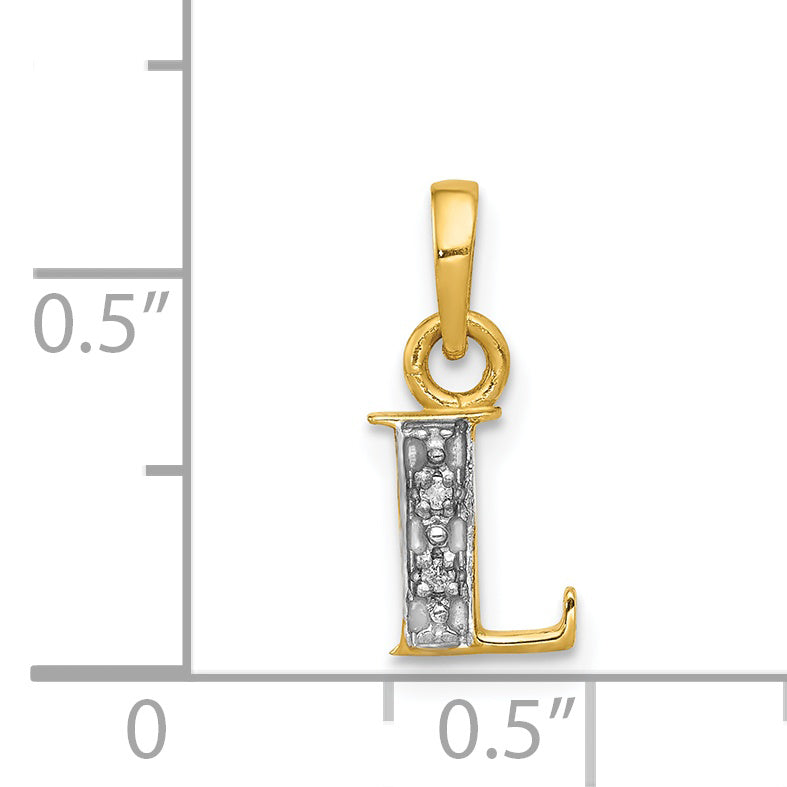 14K Yellow & Rhodium 14Ky With Diamond Letter L Initial Pendant