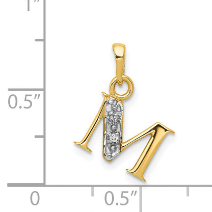 14K Yellow & Rhodium 14Ky With Diamond Letter M Initial Pendant
