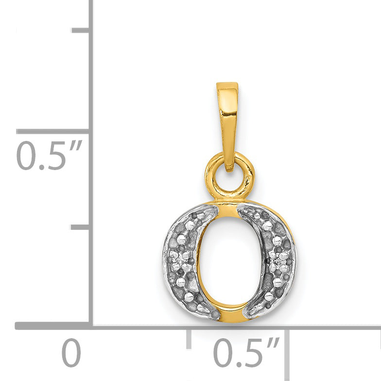 14K Yellow & Rhodium 14Ky With Diamond Letter O Initial Pendant