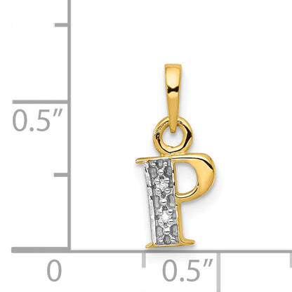 14K Yellow & Rhodium 14Ky With Diamond Letter P Initial Pendant
