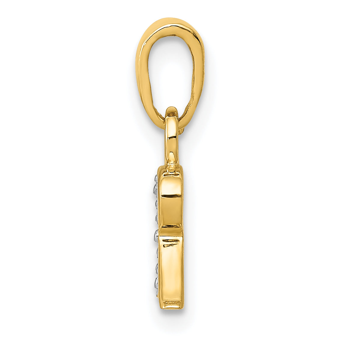 14K Yellow & Rhodium 14Ky With Diamond Letter R Initial Pendant