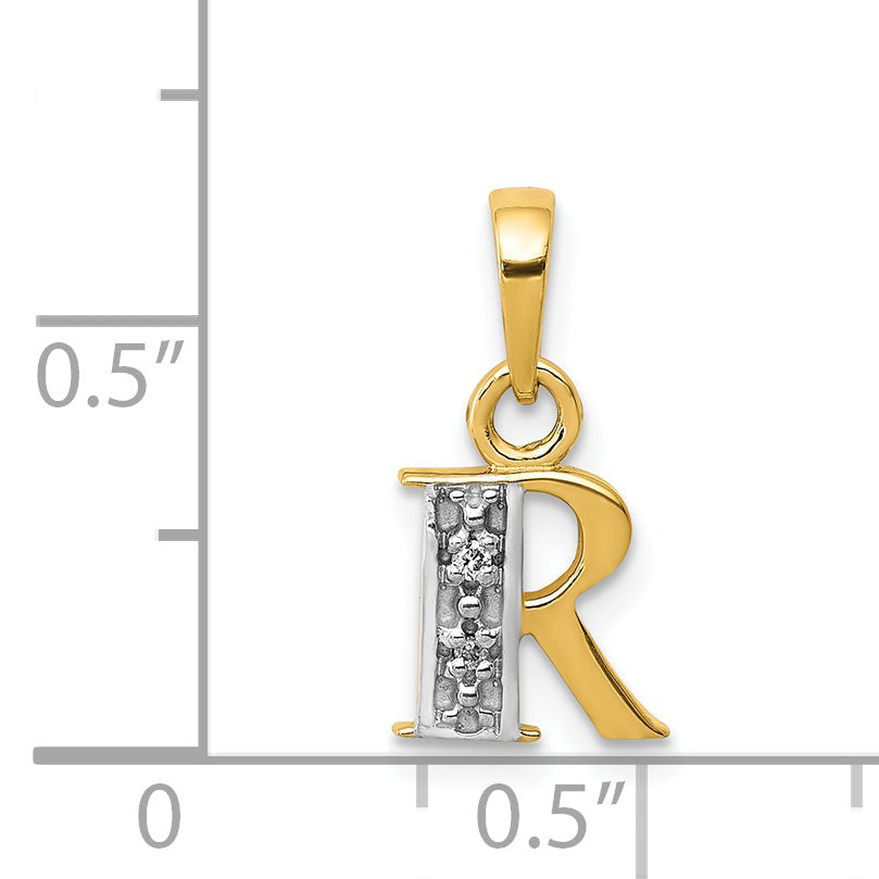 14K Yellow & Rhodium 14Ky With Diamond Letter R Initial Pendant