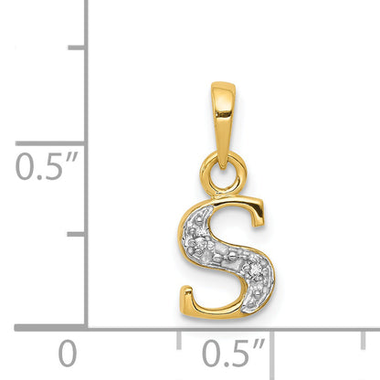 14K Yellow & Rhodium 14Ky With Diamond Letter S Initial Pendant