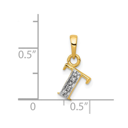 14K Yellow & Rhodium 14Ky With Diamond Letter T Initial Pendant