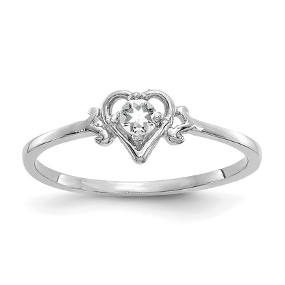 10K White Gold 10K Topaz Birthstone Heart Ring