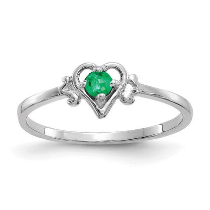 10K White Gold 10K Emerald Birthstone Heart Ring