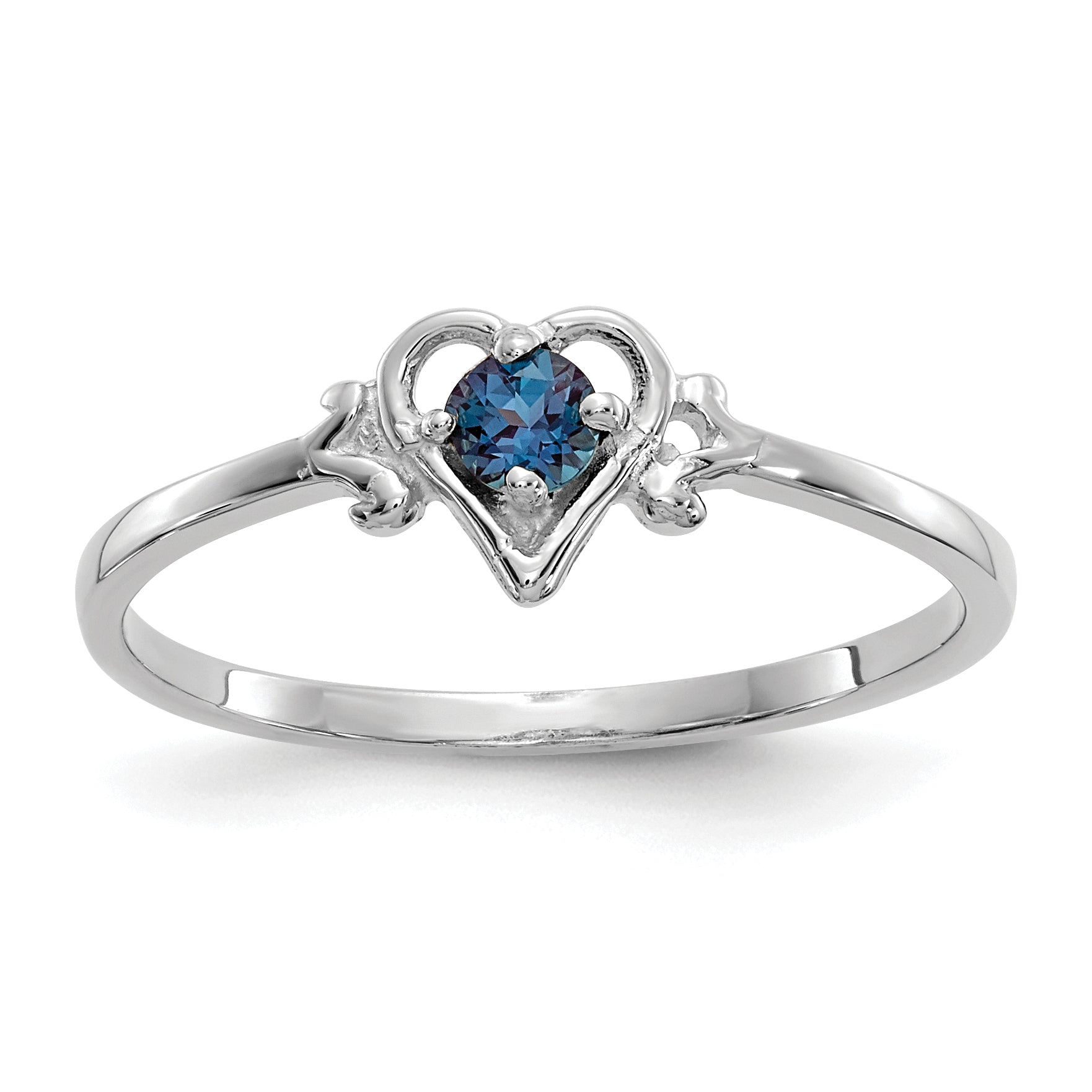 10K White Gold 10K Synthetic Alexandrite Birthstone Heart Ring