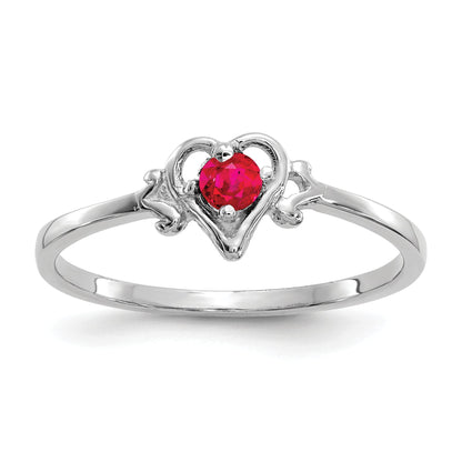 10K White Gold 10K Ruby Birthstone Heart Ring
