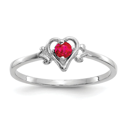 10K White Gold 10K Ruby Birthstone Heart Ring