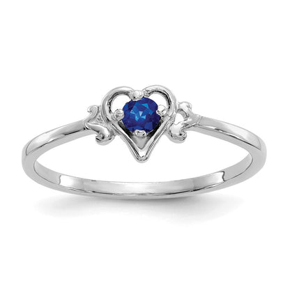 10K White Gold 10K Sapphire Birthstone Heart Ring