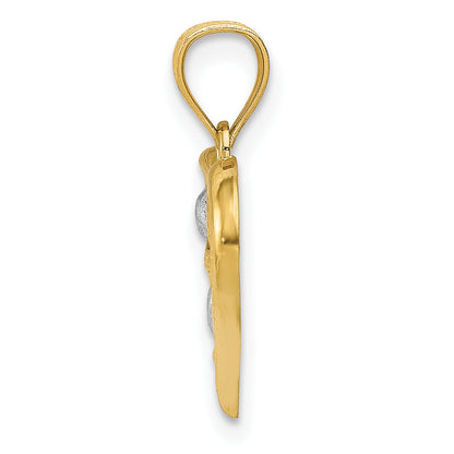 14k Yellow & Rhodium 14Kw/White Rhodium Polished Heart and -X- Pendant