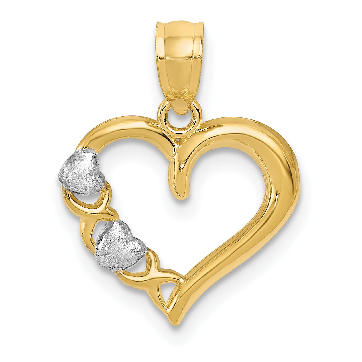 14k Yellow & Rhodium 14Kw/White Rhodium Polished Heart and -X- Pendant