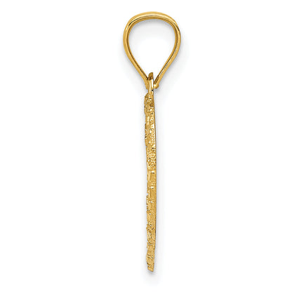 14k Yellow Gold 14K Polished and Textured Open Heart Pendant