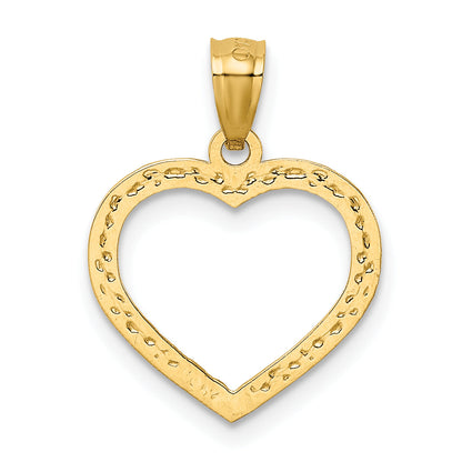14k Yellow Gold 14K Polished and Textured Open Heart Pendant