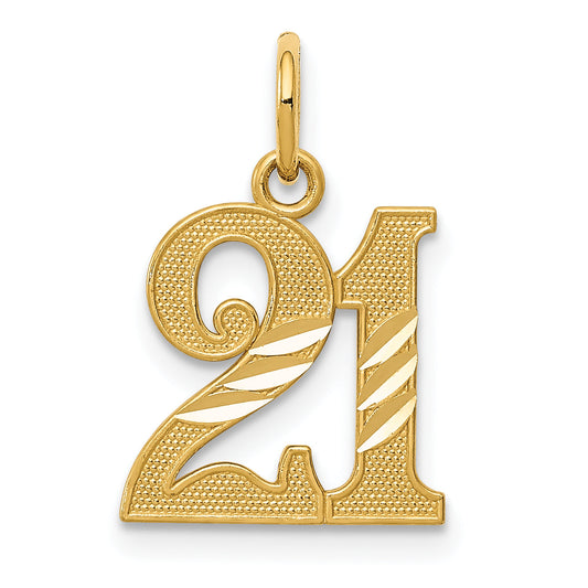 14k Yellow Gold 14k Diamond-cut 21 Pendant