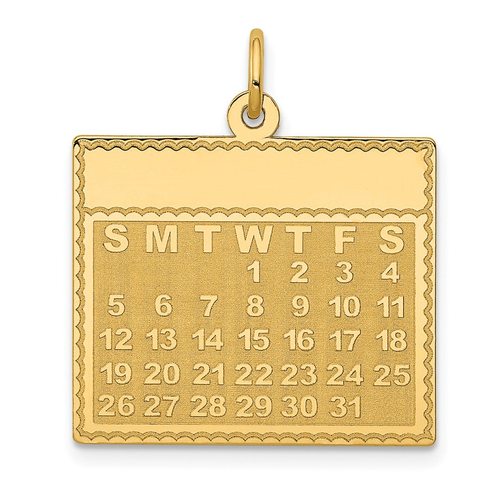 14k Yellow Gold 14k Wednesday the First Day Calendar Pendant