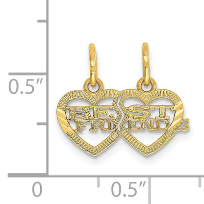 14k Yellow Gold 14k Double Heart BEST FRIENDS Break-apart Charm