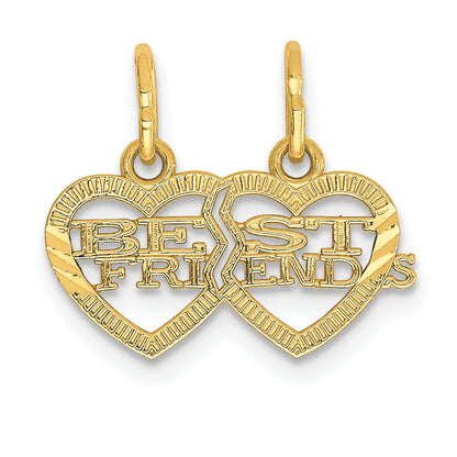 14k Yellow Gold 14k Double Heart BEST FRIENDS Break-apart Charm