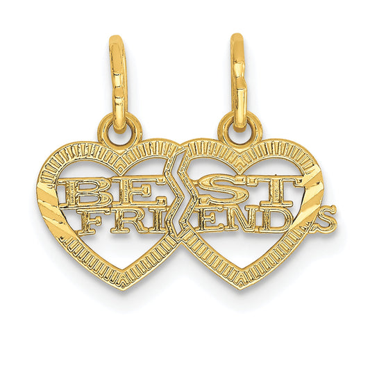 14k Yellow Gold 14k Double Heart BEST FRIENDS Break-apart Charm