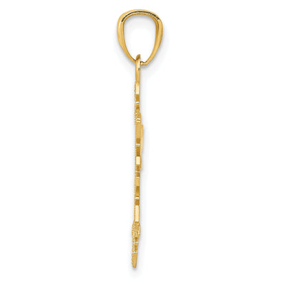 14k Yellow Gold 14k Diamond -Cut Snowflake Pendant