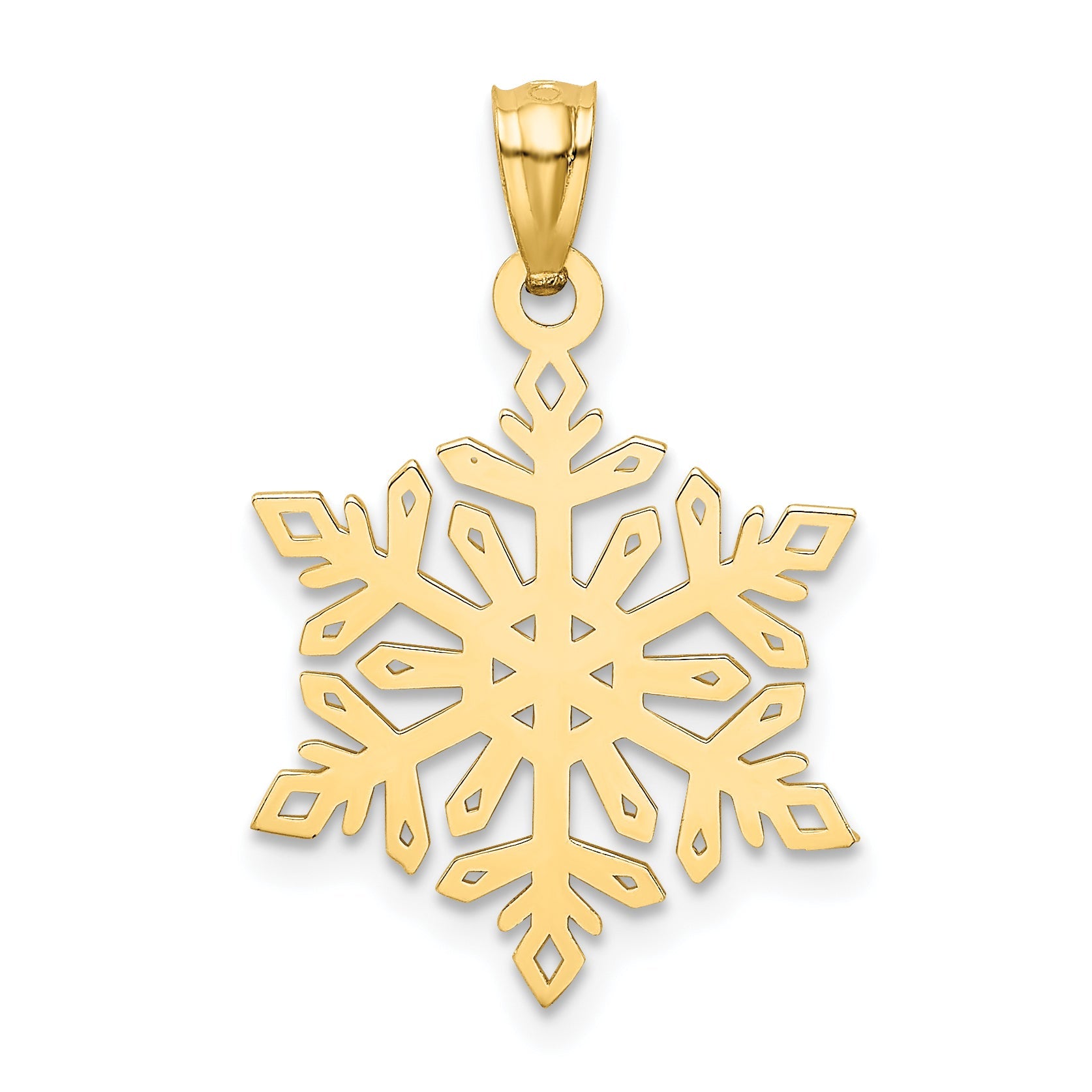 14k Yellow Gold 14k Diamond -Cut Snowflake Pendant