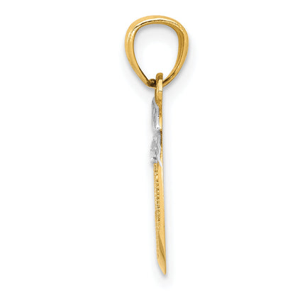 14k Yellow & Rhodium 14k with White Rhodium Cut-out New York Skyline in Apple Pendant