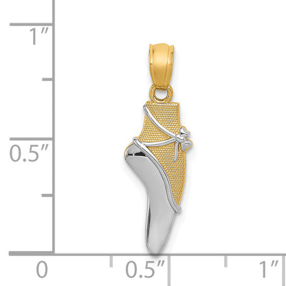 14k Yellow & Rhodium 14K w/Rhodium Ballet Shoe Pendant