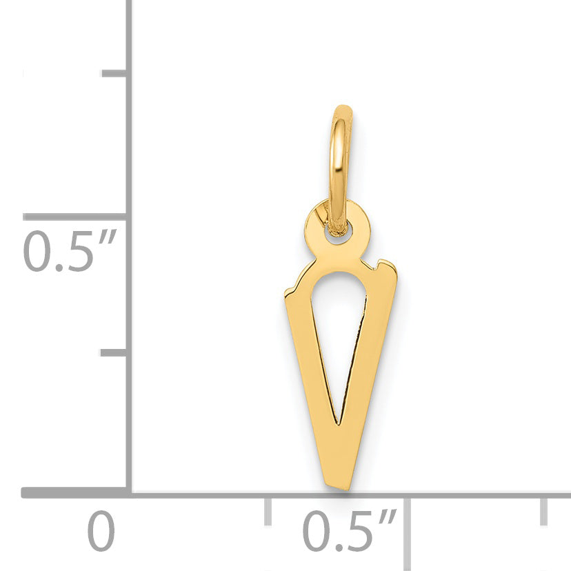 14k Yellow Gold 14k Small Slanted Block Letter V Initial Charm