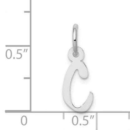 14k White Gold 14k White Gold Small Slanted Block Letter C Initial Charm