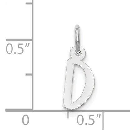 14k White Gold 14k White Gold Small Slanted Block Letter D Initial Charm