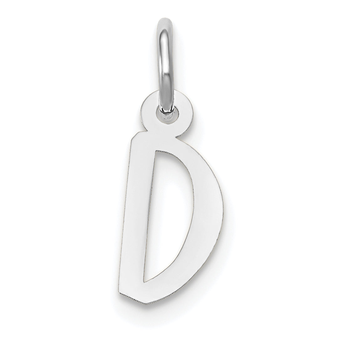 14k White Gold 14k White Gold Small Slanted Block Letter D Initial Charm