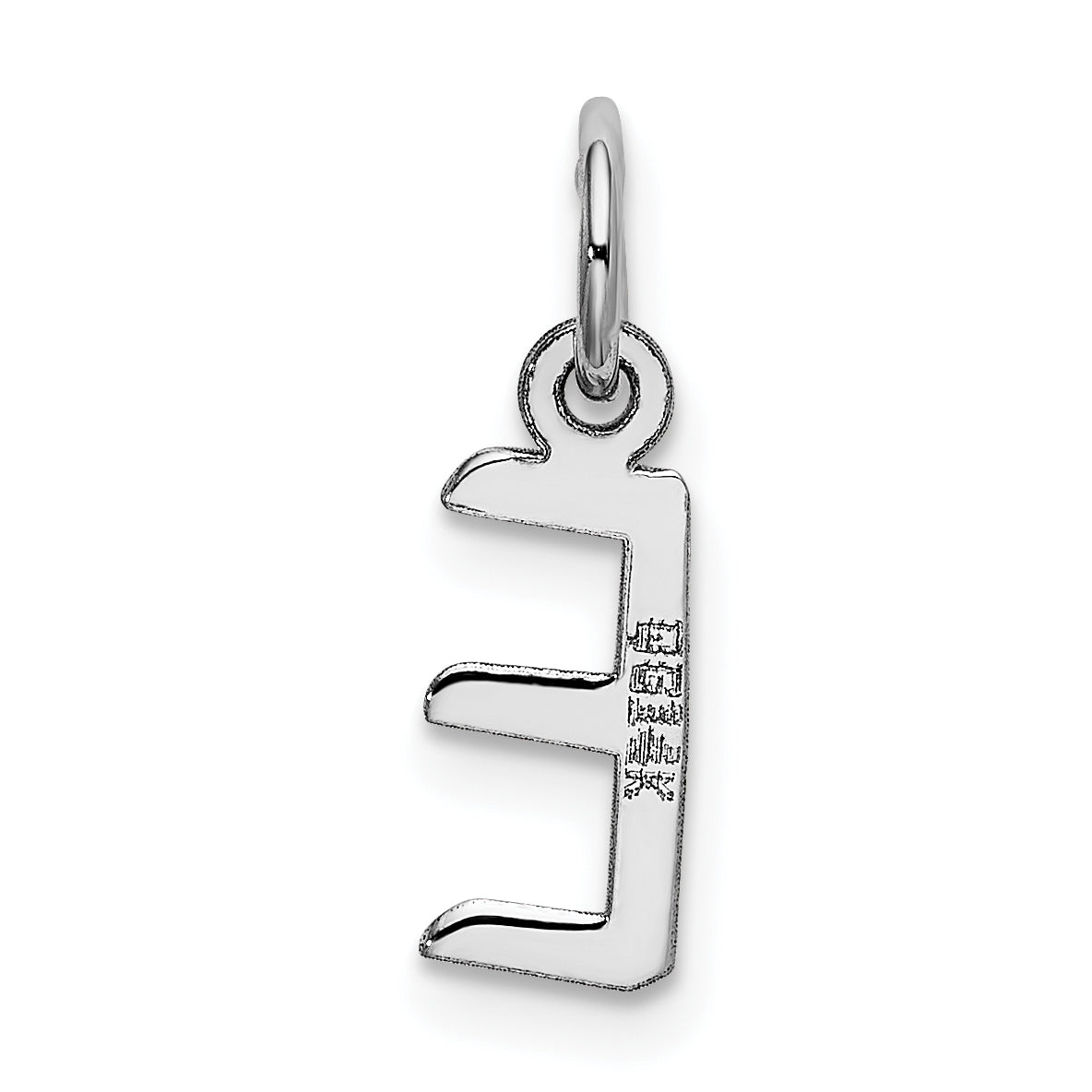 14k White Gold 14K White Gold Small Slanted Block Letter E Initial Charm