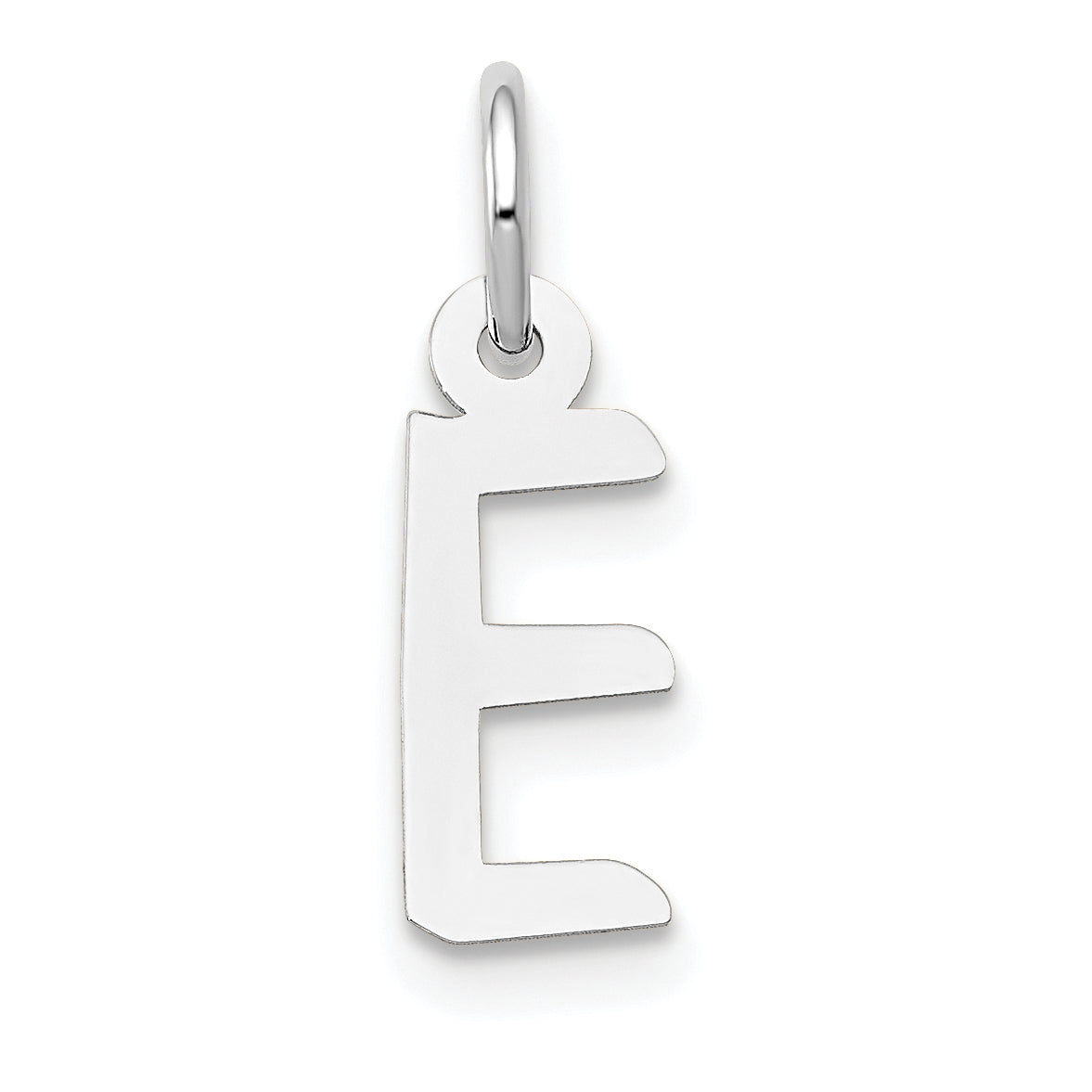 14k White Gold 14K White Gold Small Slanted Block Letter E Initial Charm